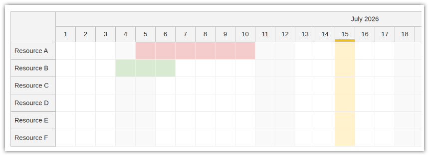 Open-Source Scheduler with Horizontal Timeline with Holiday Highlighting Open-Source Scheduler with Horizontal Timeline with Holiday Highlighting