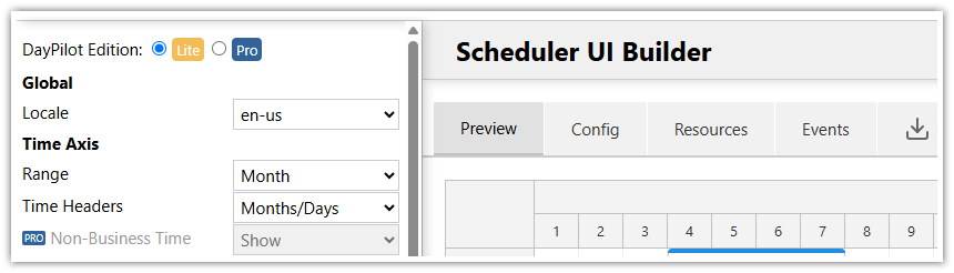 DayPilot UI Builder DayPilot UI Builder