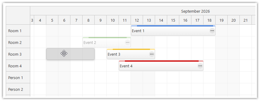 JavaScript Scheduler with Horizontal Timeline during Drag and Drop JavaScript Scheduler with Horizontal Timeline during Drag and Drop