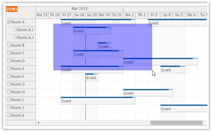 html5 scheduler event multi selecting