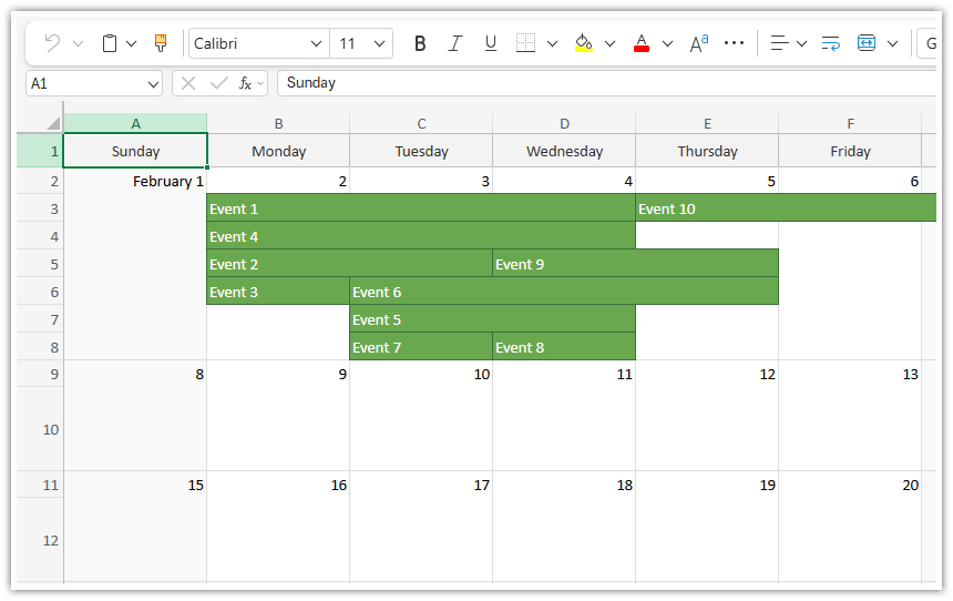 JavaScript Monthly Calendar   Client Side Excel Export