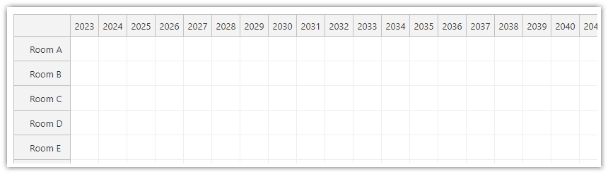 JavaScript Scheduler Timeline Years Scale