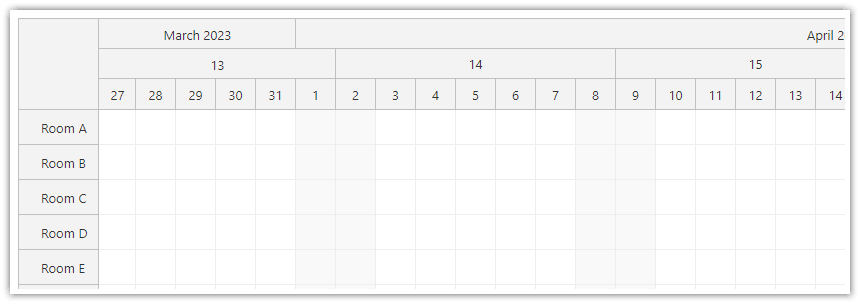 JavaScript Scheduler Timeline Days Scale