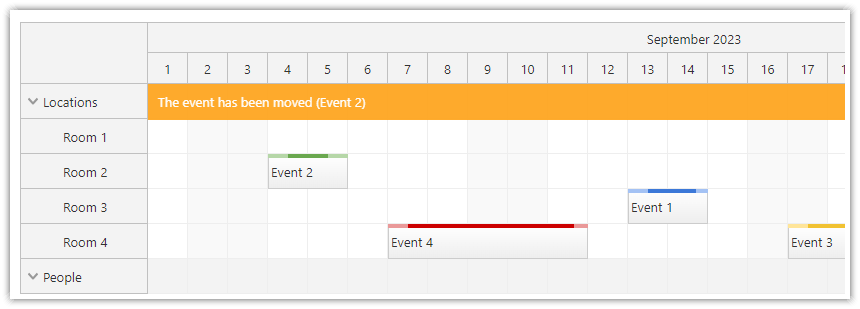 JavaScript Scheduler Message Bar JavaScript Scheduler Message Bar