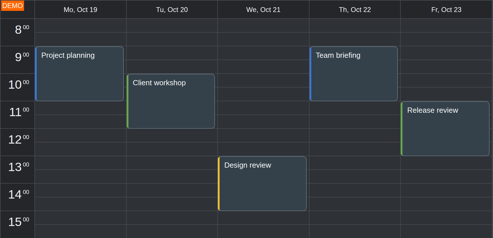 JavaScript Calendar Dark Theme