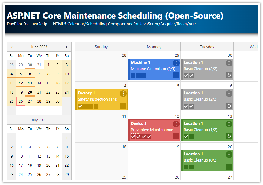 asp.net core maintenance scheduling open source
