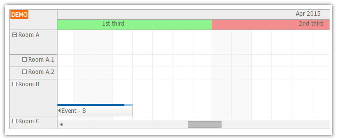 html5 scheduler time header active areas javascript