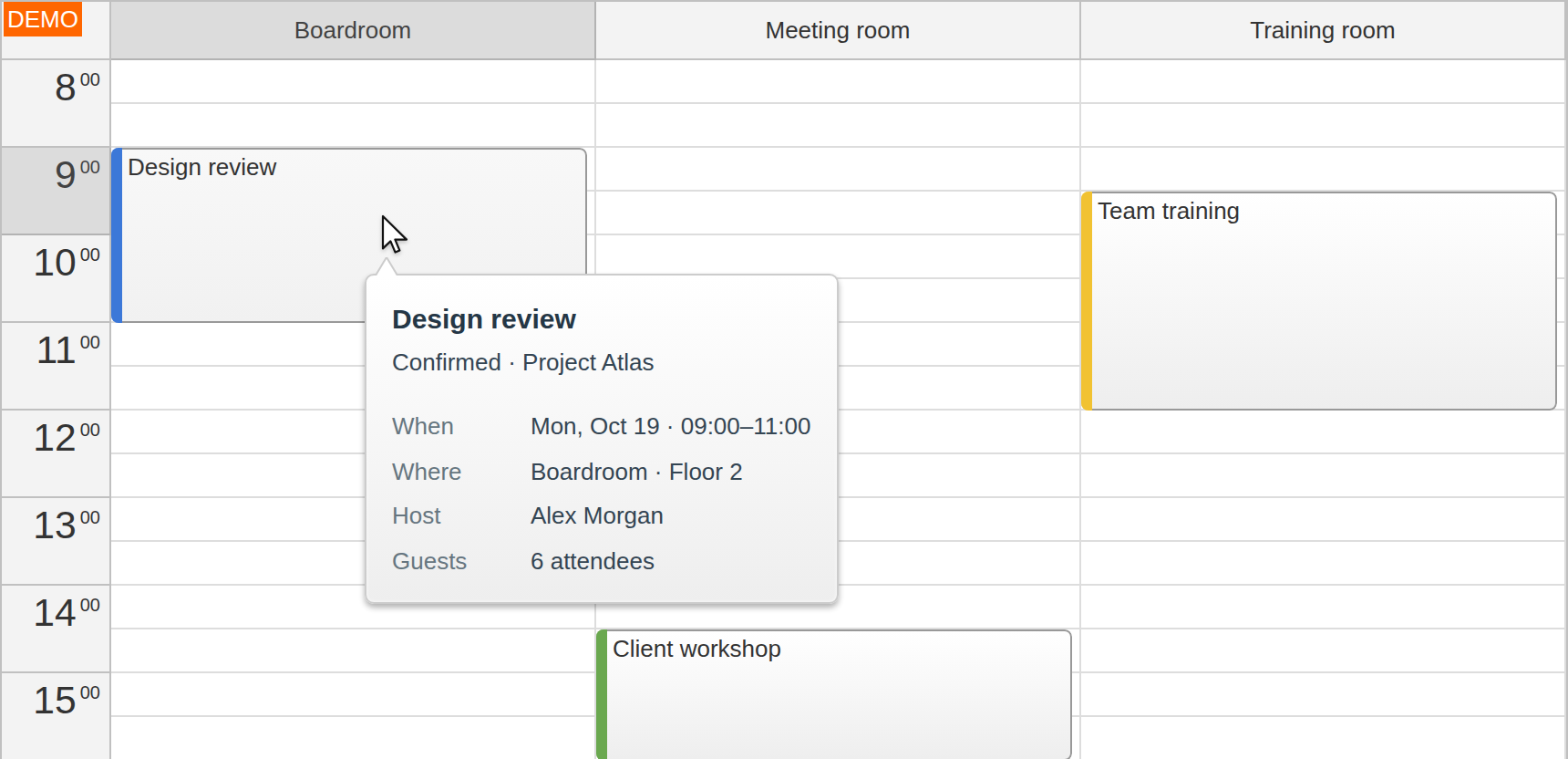 JavaScript Calendar Event Detail Bubble