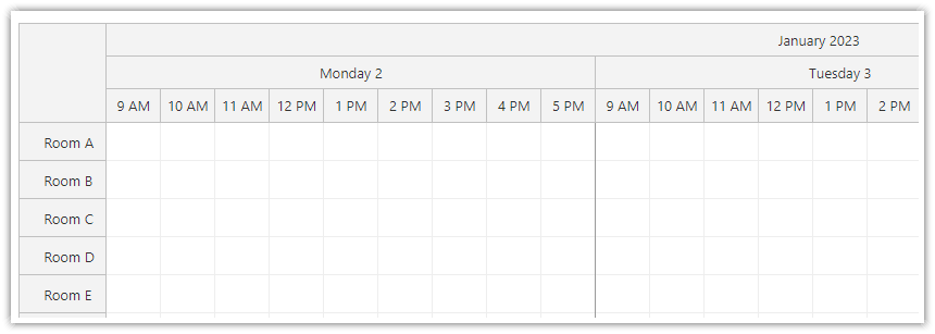JavaScript Scheduler Non-Continuous Timeline