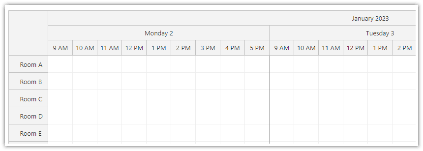 JavaScript Scheduler Non Continuous Timeline