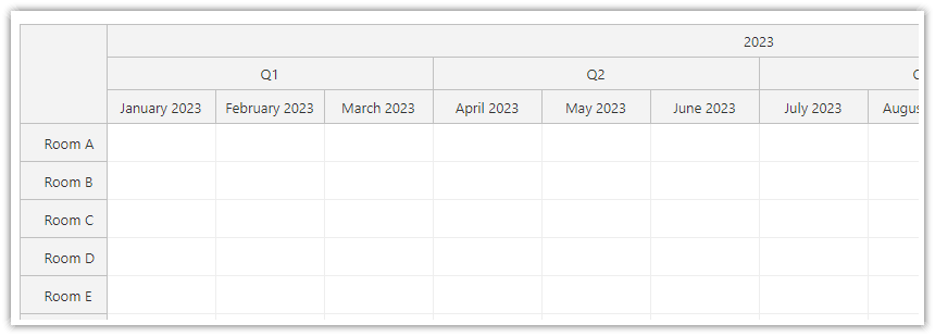 JavaScript Scheduler Timeline Months Scale