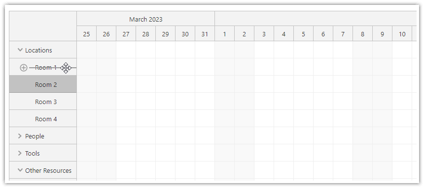 JavaScript Scheduler Drag and Drop Row Moving