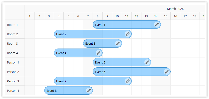 Open Source JavaScript Scheduler Transparent CSS Theme