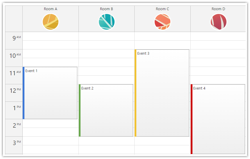 JavaScript Resource Scheduling Calendar with Icons Open-Source