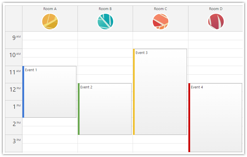 JavaScript Resource Scheduling Calendar with Icons Open Source