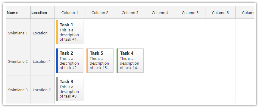 JavaScript Kanban Component with Row Header Columns