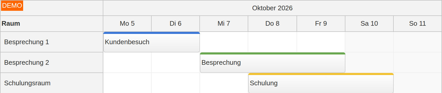 JavaScript Scheduler German Localization