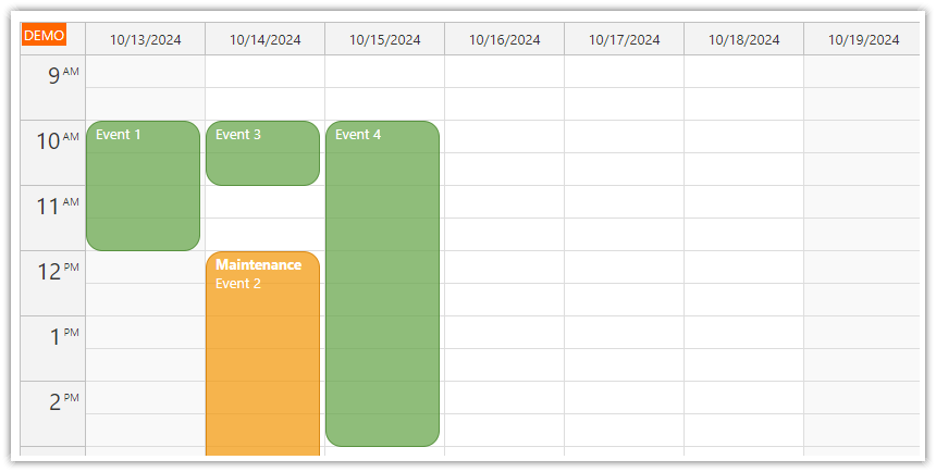 JavaScript Event Calendar Rounded Corners