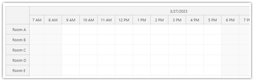 JavaScript Scheduler Timeline Hours Scale