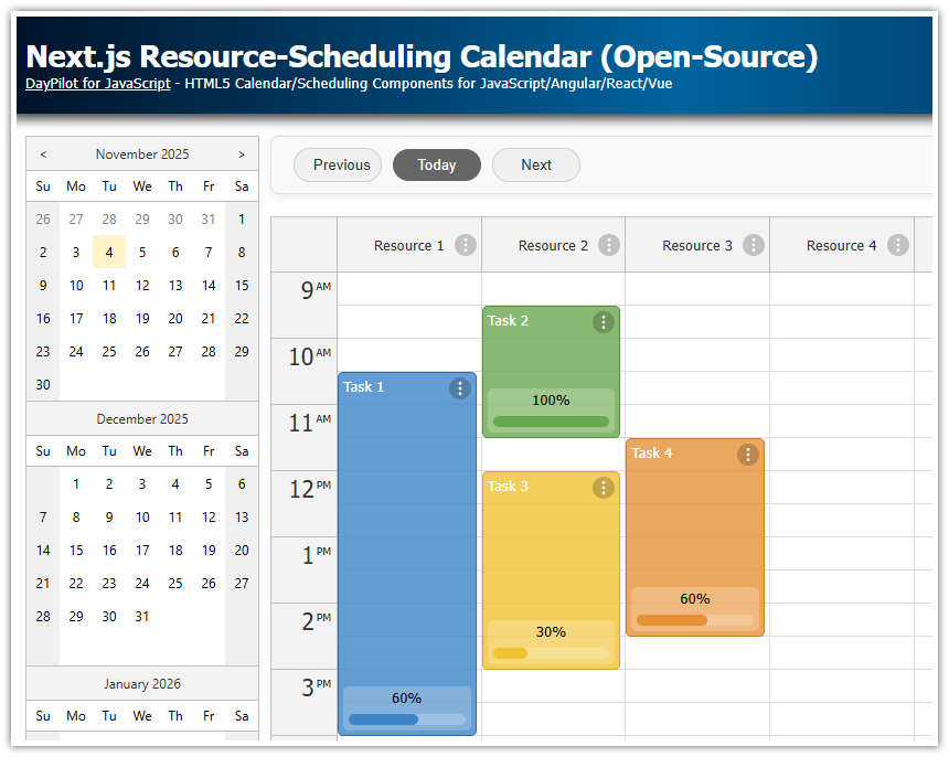 Next.js Resource Scheduling Calendar (Open Source)