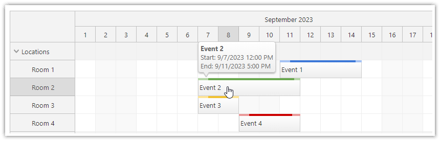 JavaScript Scheduler Event Hover Details