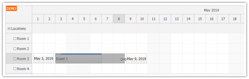 javascript scheduler drag and drop resizing