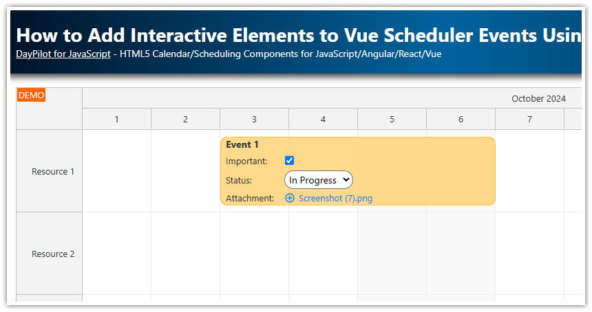 How to Add Interactive Elements to Vue Scheduler Events Using Vue Templates