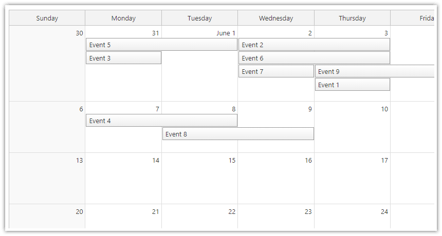 javascript html5 monthly event calendar