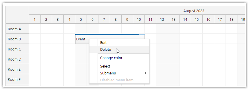 JavaScript Scheduler Event Context Menu