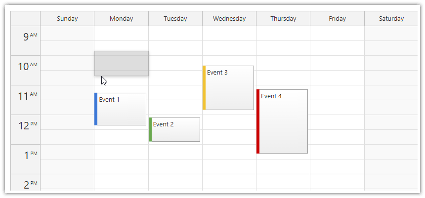 JavaScript Calendar - Disabled Snap to Grid