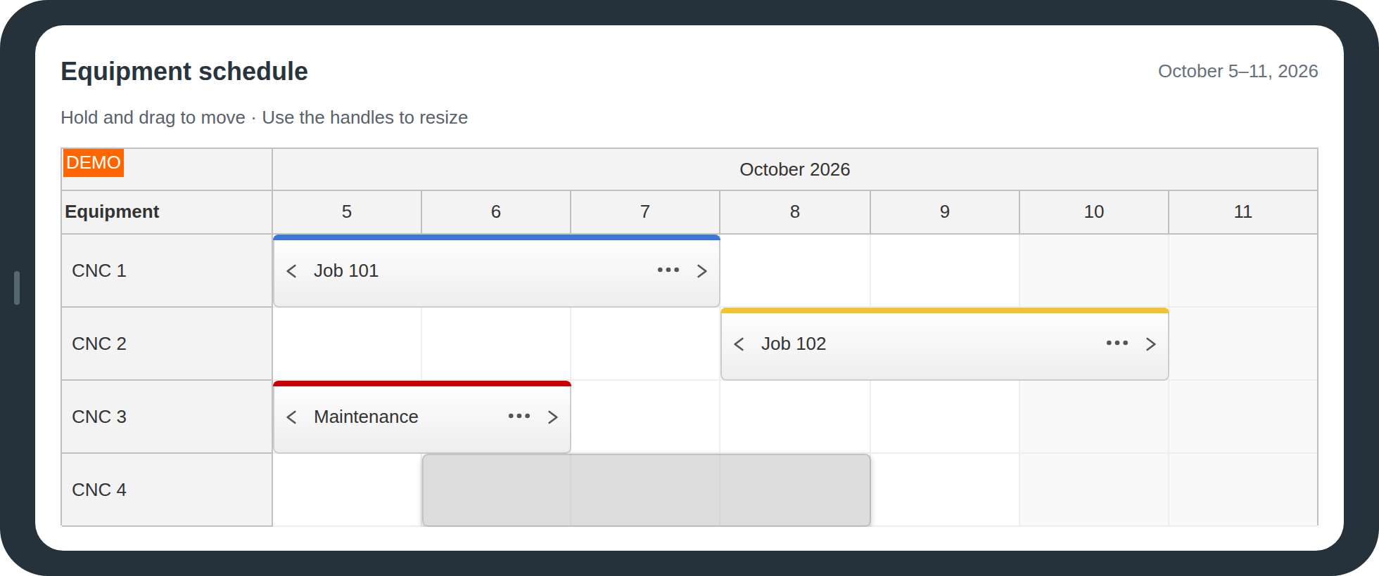 JavaScript Scheduler Landscape Tablet with Touch Drag and Drop JavaScript Scheduler Landscape Tablet with Touch Drag and Drop