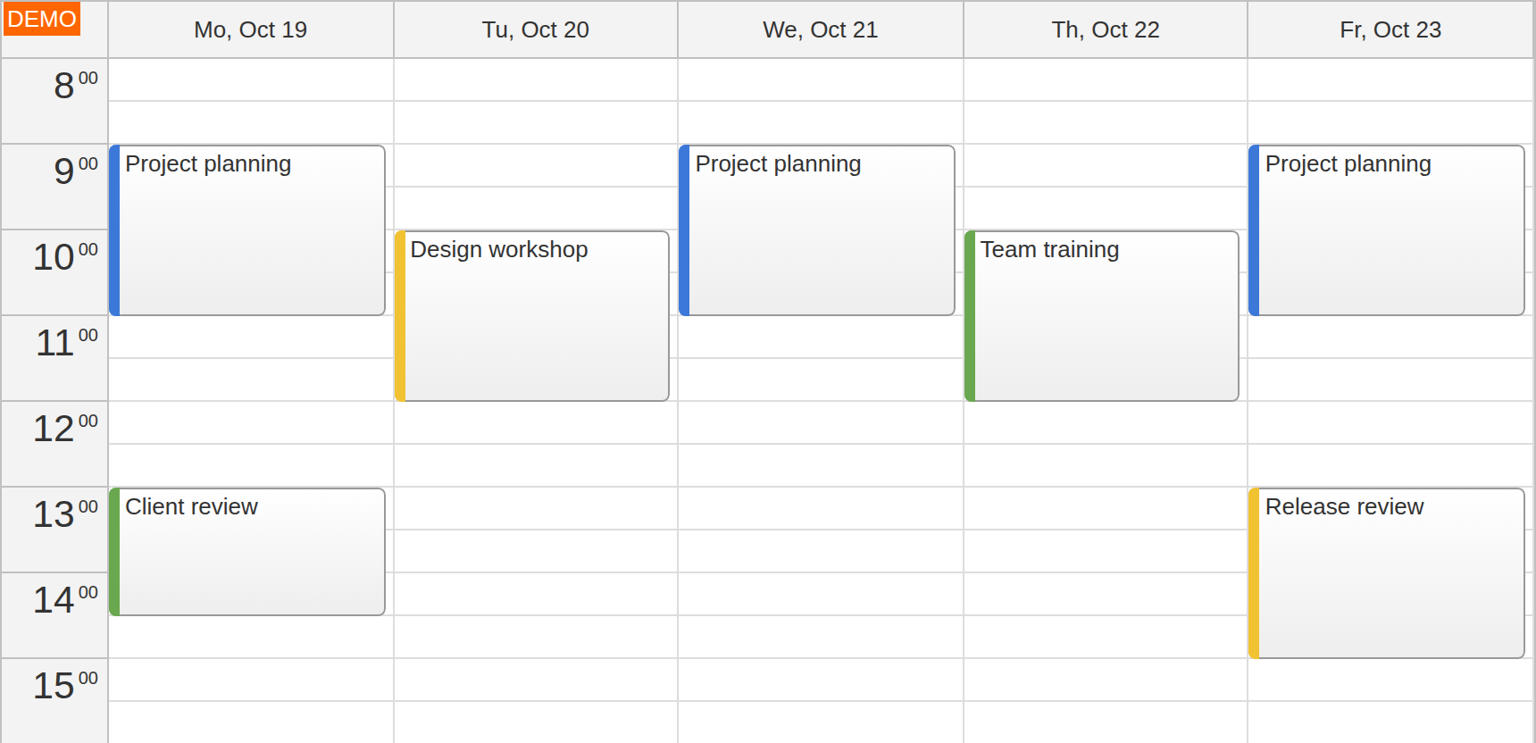JavaScript Calendar Week View