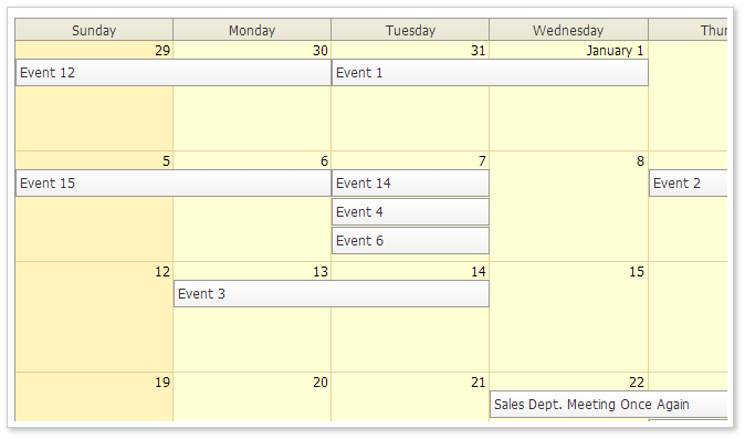 monthly event calendar traditional css theme