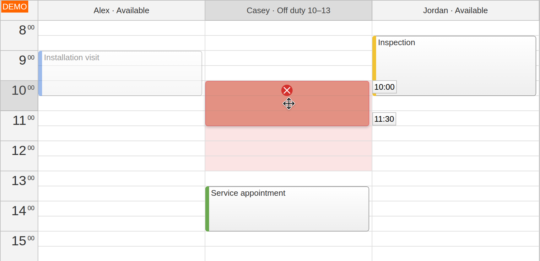 JavaScript Calendar Scheduling Rules