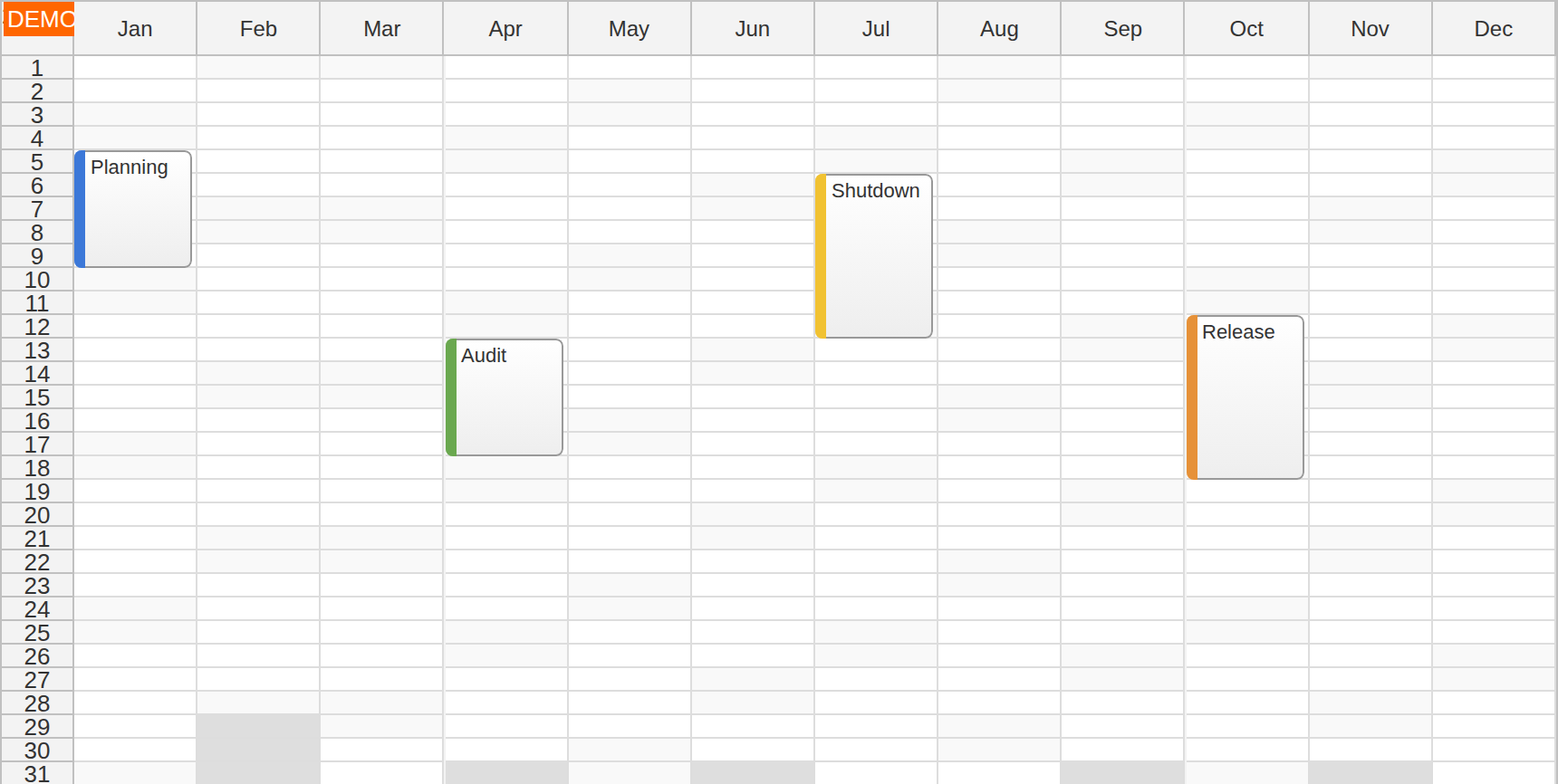 JavaScript Calendar Year View