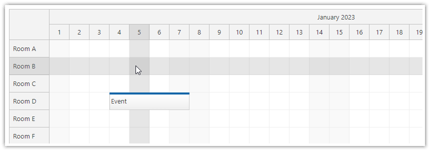 JavaScript Scheduler Grid Crosshair JavaScript Scheduler Grid Crosshair