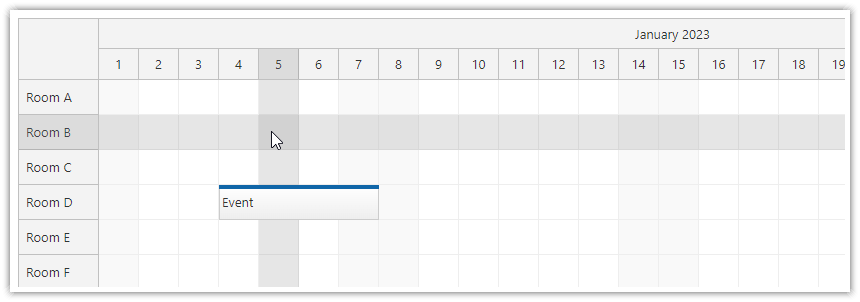 JavaScript Scheduler Grid Crosshair