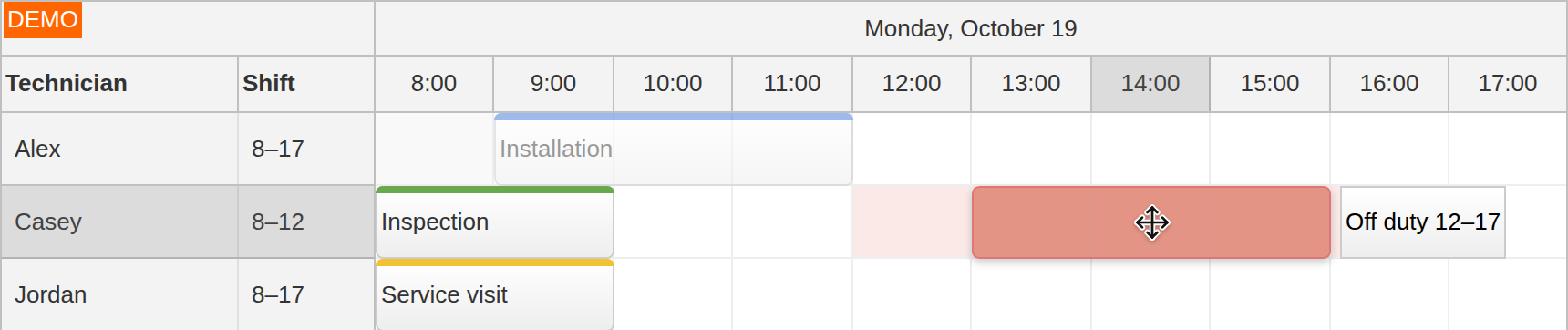 JavaScript Scheduler Drag Validation for Unavailable Time JavaScript Scheduler Drag Validation for Unavailable Time