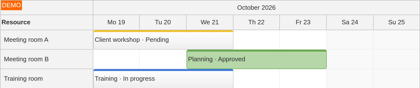 JavaScript Scheduler Booking Status and Event Editing Permissions