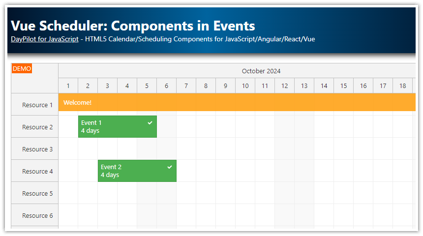 Vue Scheduler Components in Events