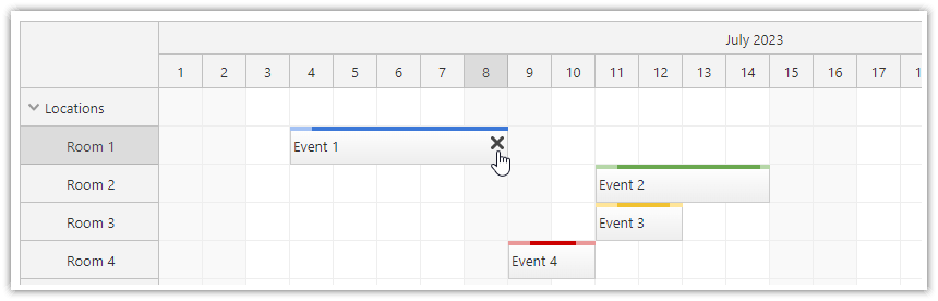 JavaScript Scheduler Event Deleting