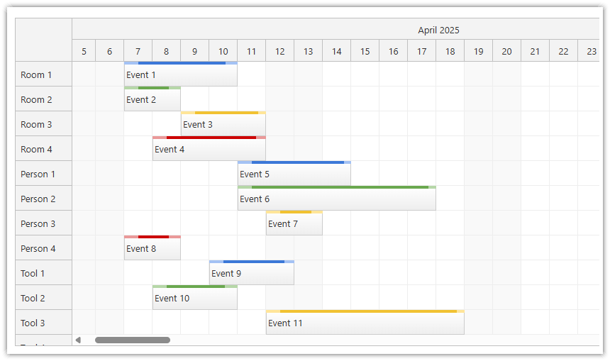 JavaScript Scheduler Component with Horizontal Timeline Open-Source