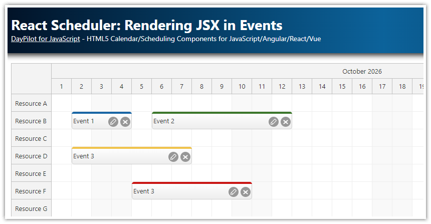 React Scheduler - Rendering JSX in Events