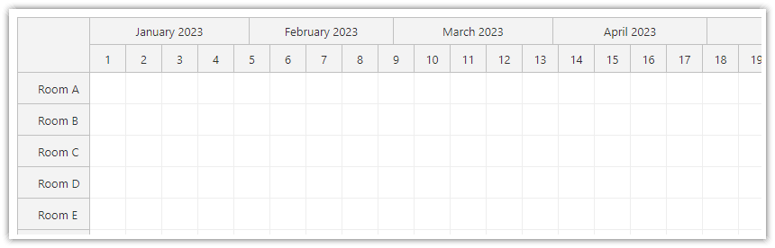 JavaScript Scheduler Timeline Weeks Scale
